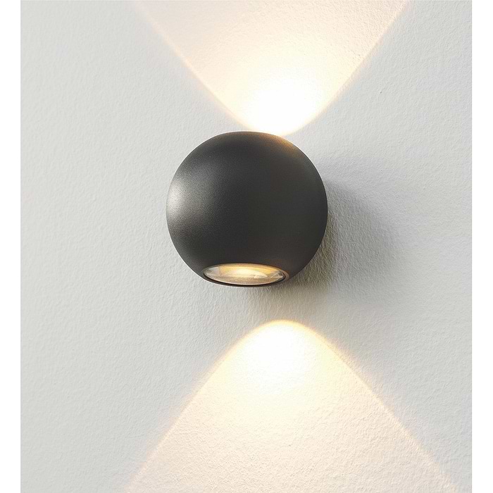 Buiten wandlamp - Badkamer wandlamp - IP54 - zwart "Denver" Ø10cm LED - ART DELIGHT - WL DENVER ZW