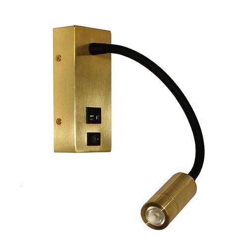 Wandlamp goud +USB "Easy" 3W LED 3000K 180lm - ART DELIGHT - WL EASY LED GO