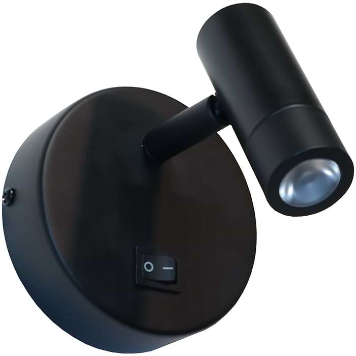 Wandlamp spot - leeslamp - bedlamp - zwart 1-lichts ø10x3cm LED 3W 3000K 200lm + schakelaar - ART DELIGHT - WL SIMPLY ZW