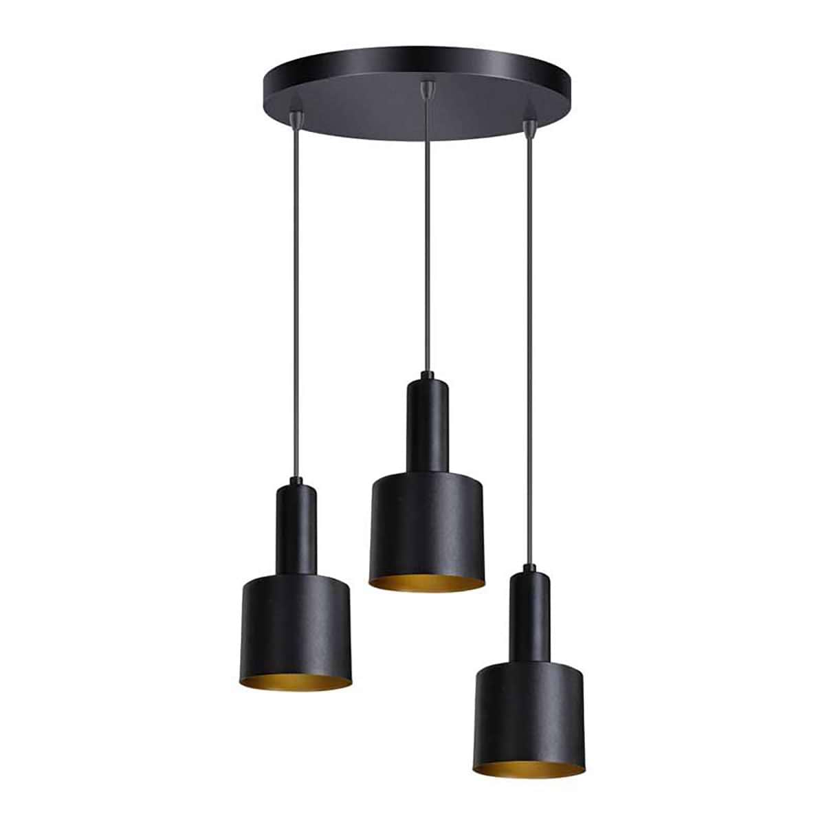 geschenk schot Inactief Moderne zwarte hanglamp, drie lichts, drie zwarte kappen, Sledge, ETH