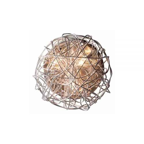Plafondlamp staal 20l "Draga" grove draadgaas Ø70cm G4 - ART DELIGHT