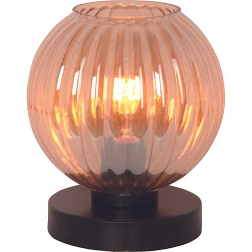 Tafellamp 'Zucca' Zwart Amber Glas FREELIGHT - T 8801 A