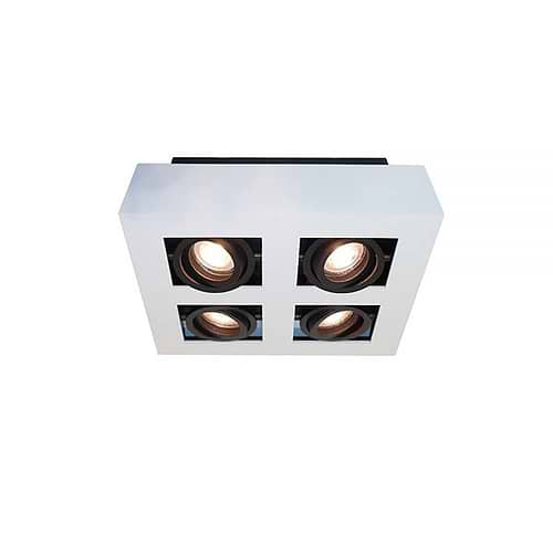 Plafondlamp/opbouwspot wit-zwart 4-lichts "Bosco" 25x25xH8
