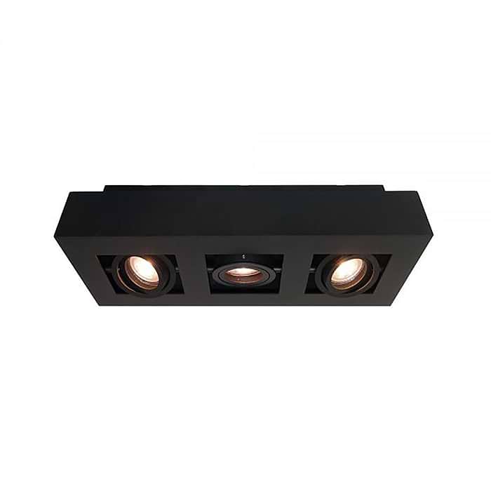 Plafondlamp/opbouwspot zwart 3-lichts "Bosco" 36x14xH8