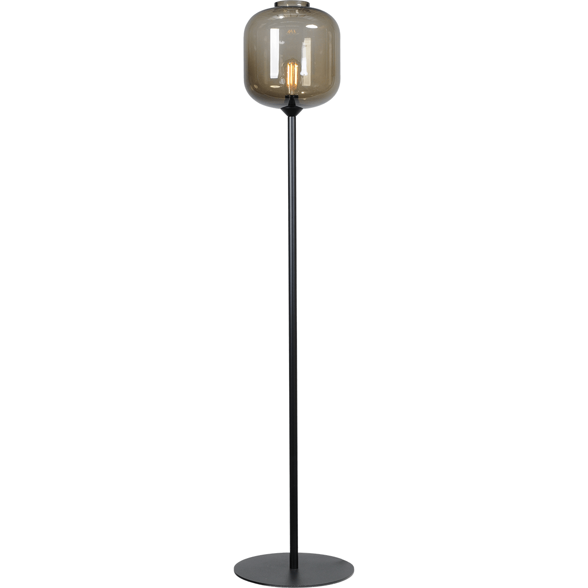 Luik een Goedaardig Vloerlamp "Lett" zwart en glad zwart glas, hoogte 163cm, MASTERLIGHT -  1161-05-05GL-28 - Webo Verlichting