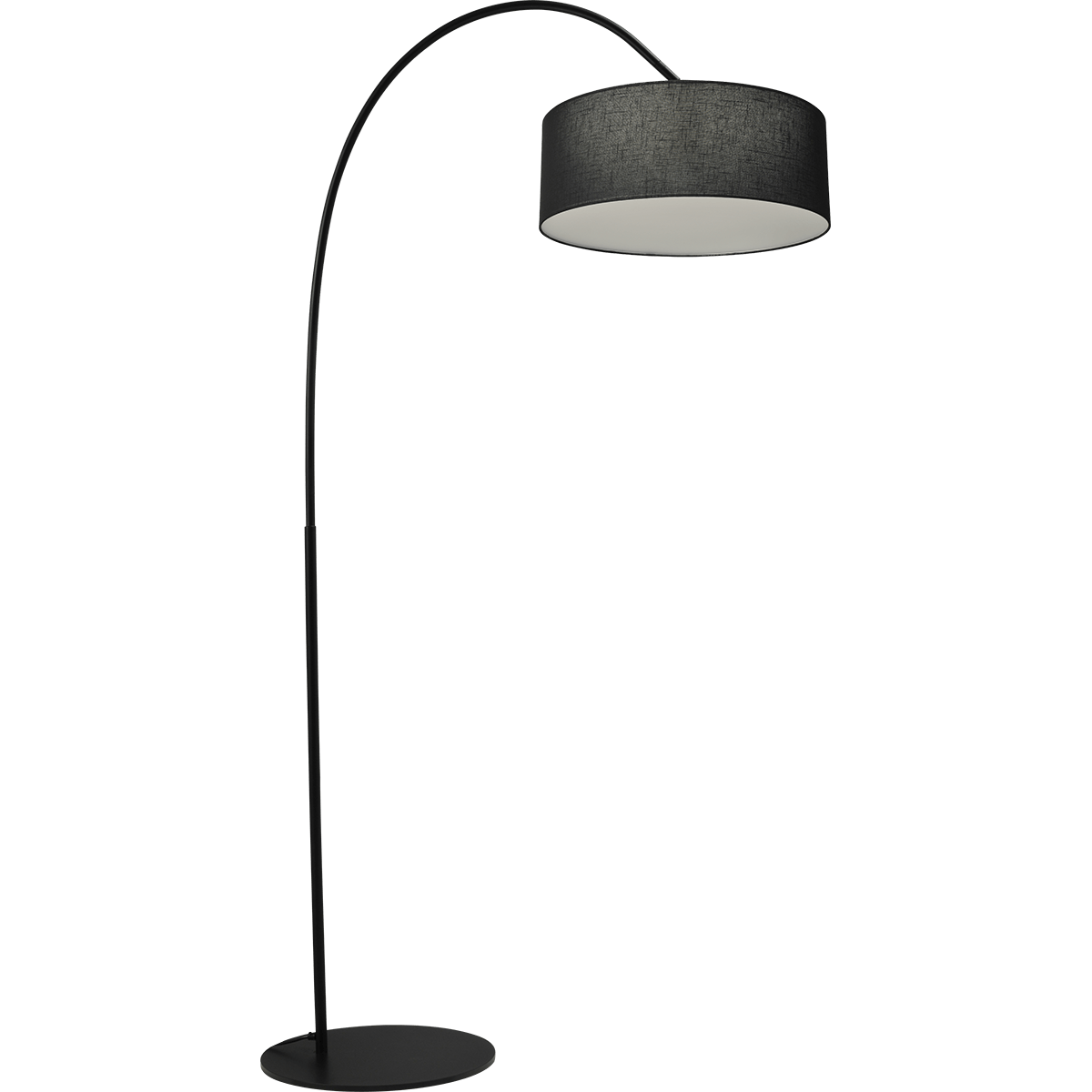 Booglamp, vloerlamp zwart hoogte 183cm breedte 88cm inclusief kap, 1205-05-6560-20-45 - Webo