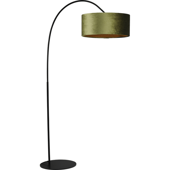Vloerlamp Arch black - mat zwart - hoogte 183 cm - breedte 88 cm inclusief groene lampenkap - Artik green 52/52/25 cm - uit/aan schakelaar - MASTERLIGHT