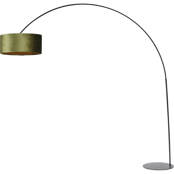 Vloerlamp - booglamp - Arch XXL matt black - mat zwart - hoogte 223 cm - breedte 217 cm - inclusief groene lampenkap - Artik green 52/52/25 cm - uit/aan schakelaar - MASTERLIGHT