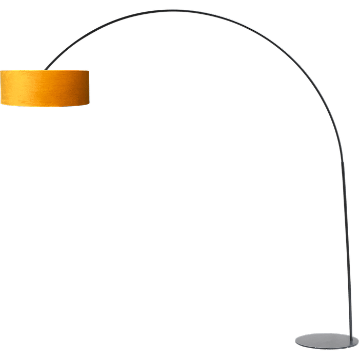 Vloerlamp - booglamp - Arch XXL matt black - mat zwart - hoogte 223 cm - breedte 217 cm - inclusief maiskleurige lampenkap - Artik mais 52/52/25 cm - uit/aan schakelaar - MASTERLIGHT