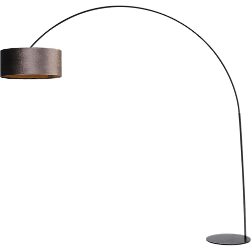 Vloerlamp - booglamp - Arch XXL matt black - mat zwart - hoogte 223 cm - breedte 217 cm - inclusief bruine lampenkap - Artik brown 52/52/25 cm - uit/aan schakelaar - MASTERLIGHT
