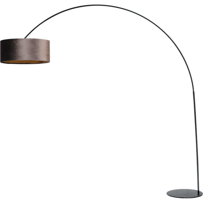 Vloerlamp - booglamp - Arch XXL matt black - mat zwart - hoogte 223 cm - breedte 217 cm - inclusief bruine lampenkap - Artik brown 52/52/25 cm - uit/aan schakelaar - MASTERLIGHT