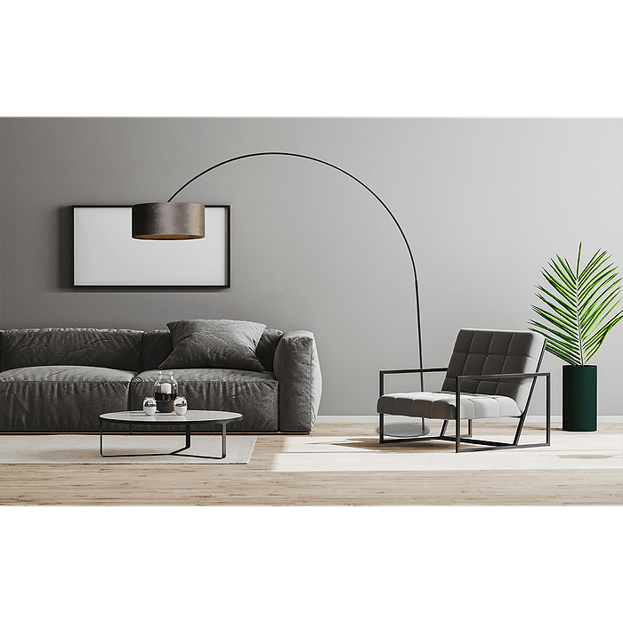 Vloerlamp - booglamp - Arch XXL matt black - mat zwart - hoogte 223 cm - breedte 217 cm - inclusief bruine lampenkap - Artik brown 52/52/25 cm - uit/aan schakelaar - MASTERLIGHT