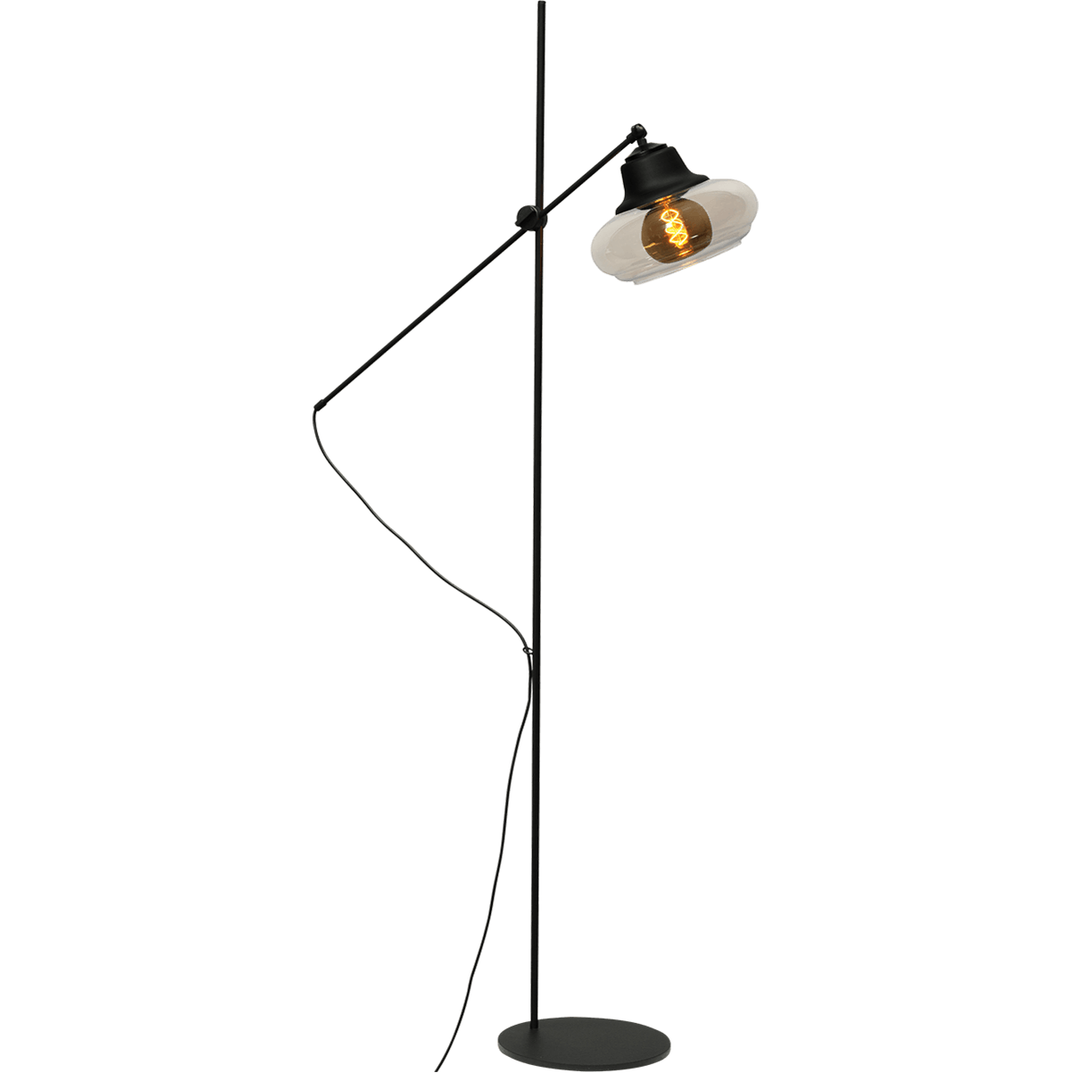 Vloerlamp Opaco 1-lichts hoogte 161cm mat zwart + glas smoke 62270-05-3 - MASTERLIGHT