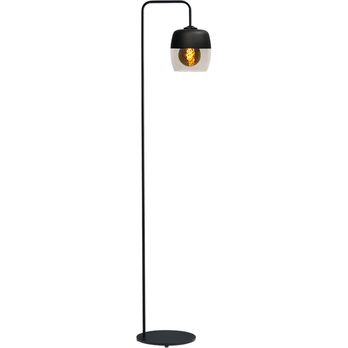 Vloerlamp Opaco1-lichts zwart hoogte 152cm - downlight glas smoke Ø17x18cm - MASTERLIGHT