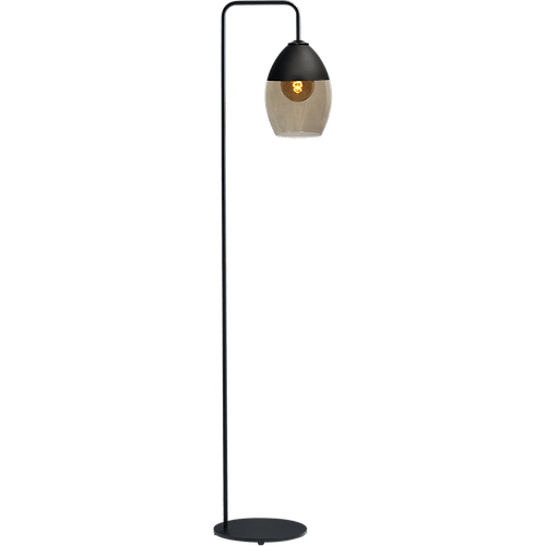 Vloerlamp Opaco1-lichts zwart hoogte 152cm - downlight glas smoke Ø19x26cm - MASTERLIGHT