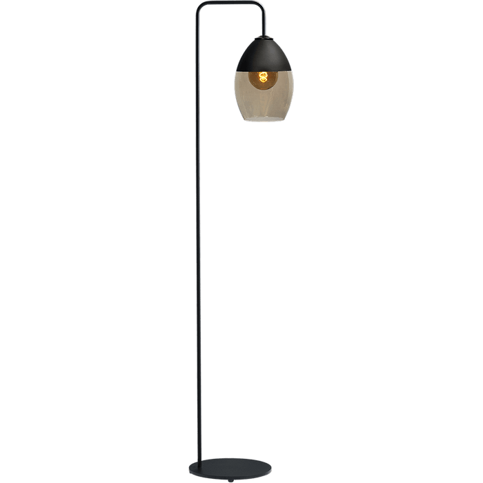 Vloerlamp Opaco1-lichts zwart hoogte 152cm - downlight glas smoke Ø19x26cm - MASTERLIGHT
