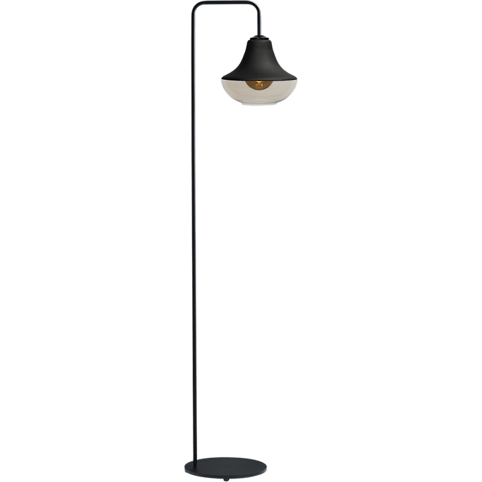 Vloerlamp Opaco1-lichts zwart hoogte 152cm - downlight glas smoke Ø24x20cm - MASTERLIGHT