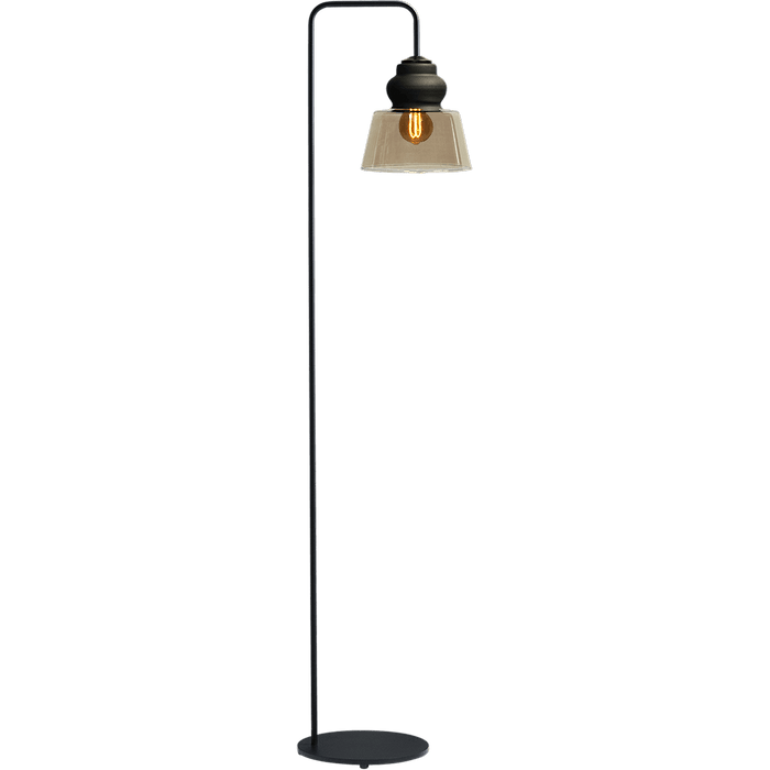 Vloerlamp Opaco1-lichts zwart hoogte 152cm - downlight glas smoke Ø22x21cm - MASTERLIGHT