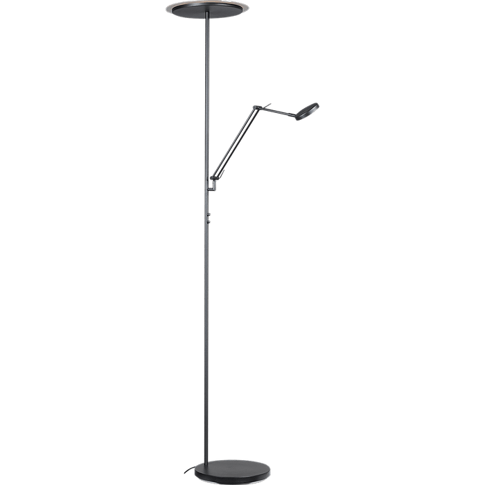 Vloerlamp Milan zwart nikkel uplight en leeslamp hoogte 185cm DTW