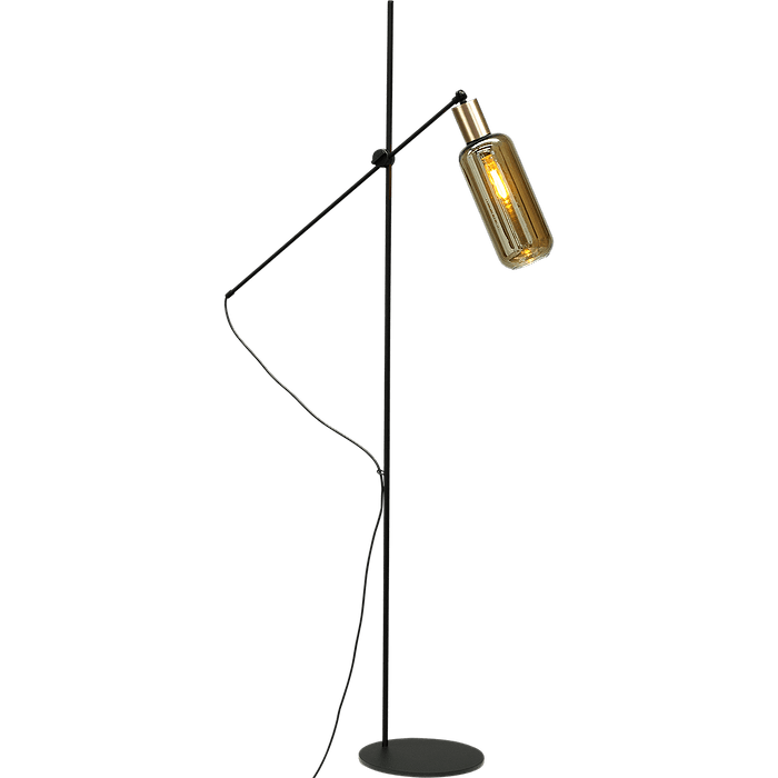 Vloerlamp Bounty 1-lichts hoogte 161cm - mat zwart/mat goud - + glas smoke 62260-05-5 - MASTERLIGHT