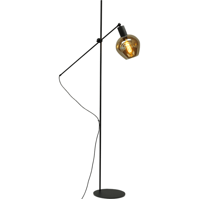 Vloerlamp Bounty 1-lichts hoogte 161cm - mat zwart - + glas smoke 62260-05-3 - MASTERLIGHT