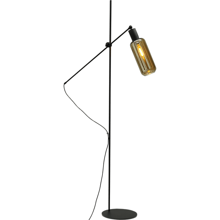 Vloerlamp Bounty 1-lichts hoogte 161cm - mat zwart - + glas smoke 62260-05-5 - MASTERLIGHT