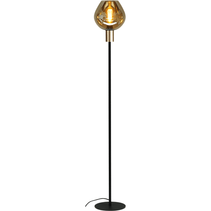 Vloerlamp Bounty 1-lichts zwart/mat goud hoogte 150cm - 1x E27 - + glas smoke 62260-05-3 - MASTERLIGHT