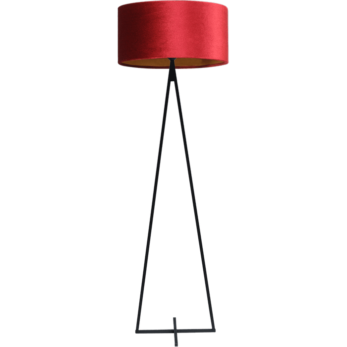 Vloerlamp Cross Triangle zwart structuur hoogte 158cm inclusief rode lampenkap Artik red 52/52/25 - MASTERLIGHT