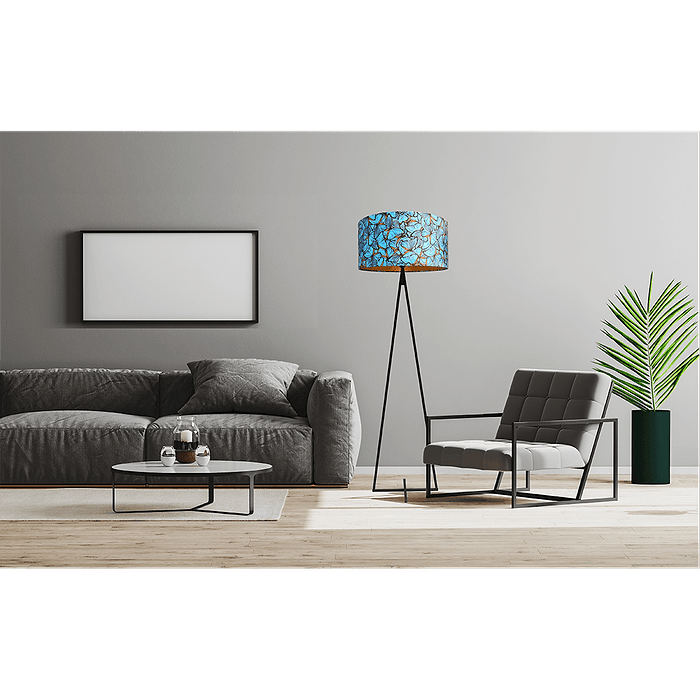 Vloerlamp Cross Triangle zwart structuur hoogte 158cm inclusief lampenkap met butterflymotief Artik butterfly 52/52/25 - MASTERLIGHT
