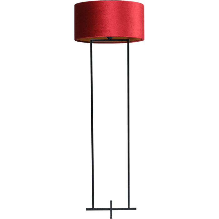 Vloerlamp Cross Rectangle zwart structuur hoogte 158cm inclusief rode lampenkap Artik red 52/52/25 - MASTERLIGHT
