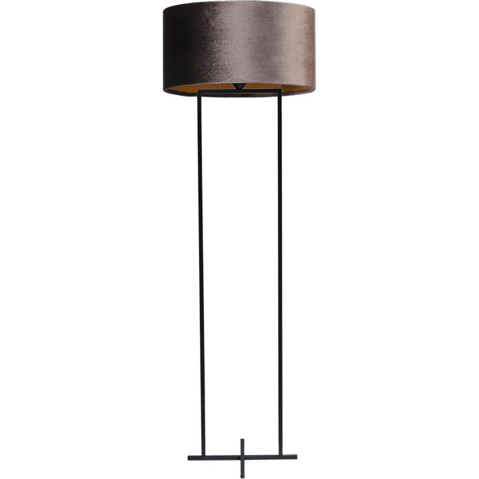 Vloerlamp Cross Rectangle zwart structuur hoogte 158cm inclusief bruine lampenkap Artik brown 52/52/25 - MASTERLIGHT