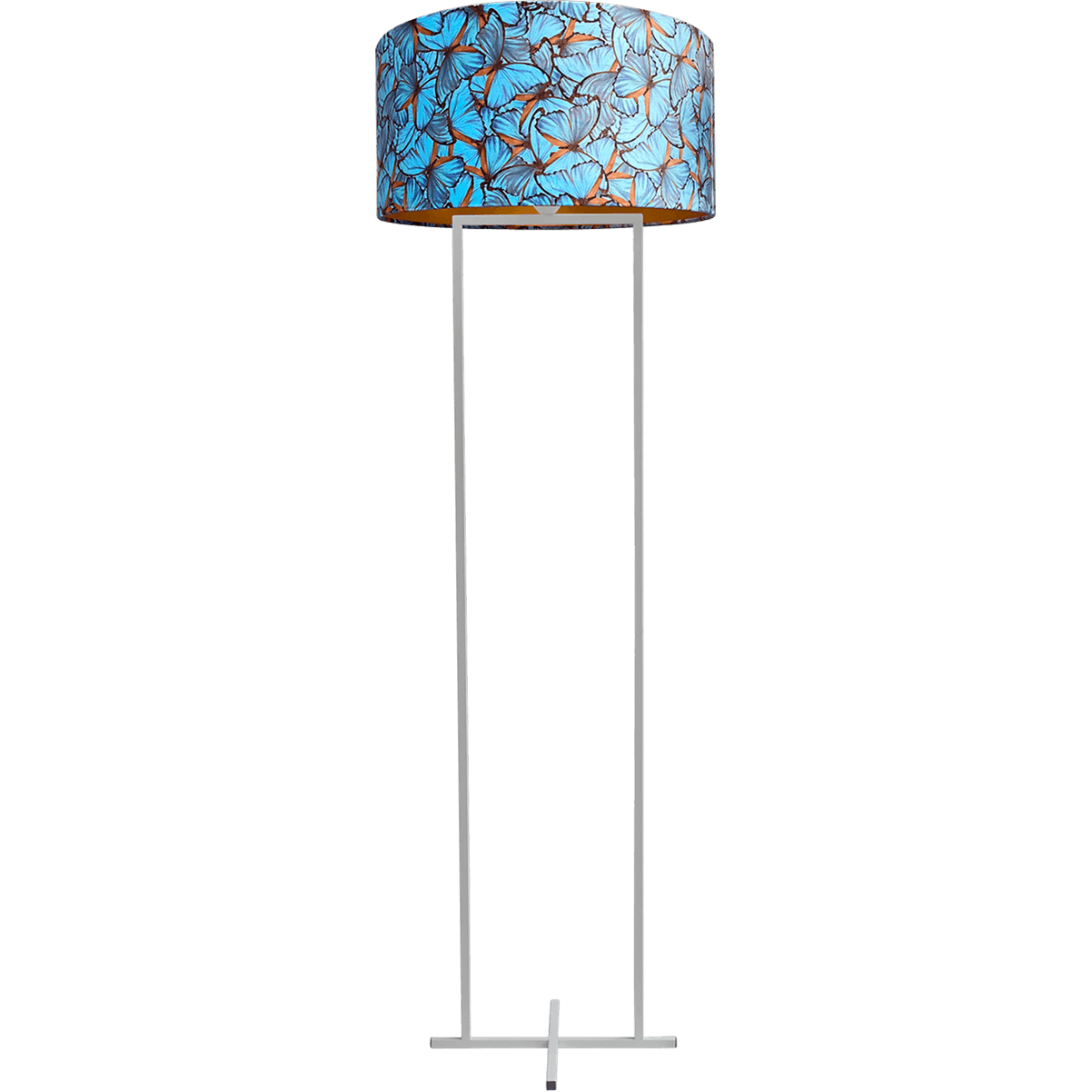 Vloerlamp Cross Rectangle wit structuur hoogte 158cm inclusief lampenkap met butterflymotief Artik butterfly 52/52/25 - MASTERLIGHT