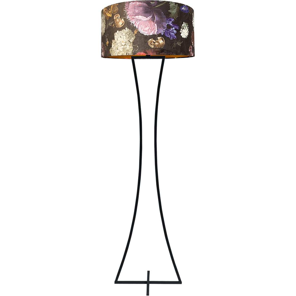 Vloerlamp Cross Woman zwart structuur hoogte 158cm inclusief lampenkap met flowerenprint Artik flower 52/52/25 - MASTERLIGHT