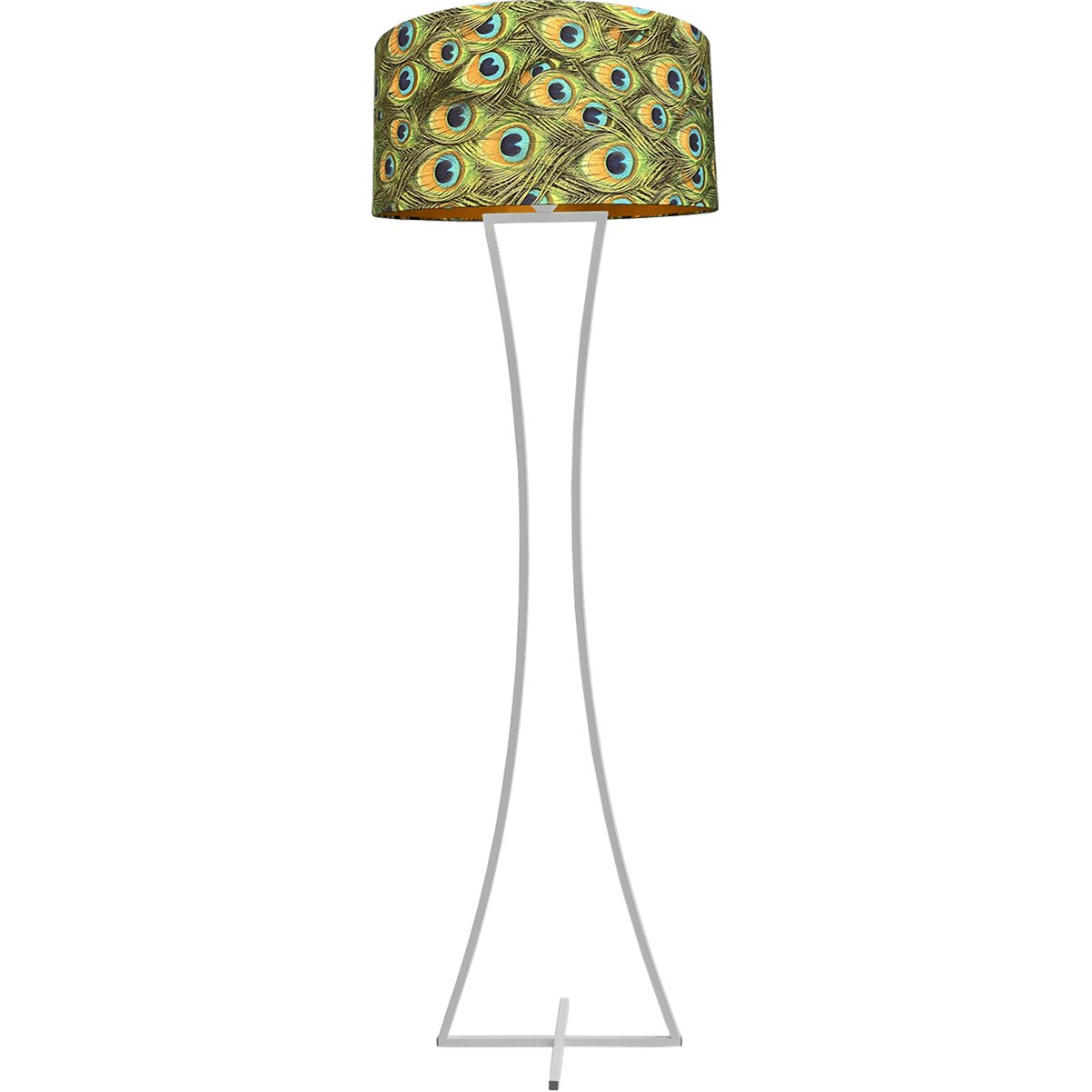 Vloerlamp Cross Woman wit structuur hoogte 158cm inclusief lampenkap met peacockenveren print Artik peacock 52/52/25 - MASTERLIGHT