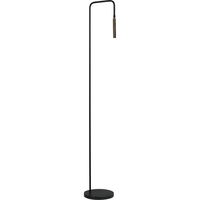 Vloerlamp Flute 1-lichts zwart/antique brass hoogte 153cm