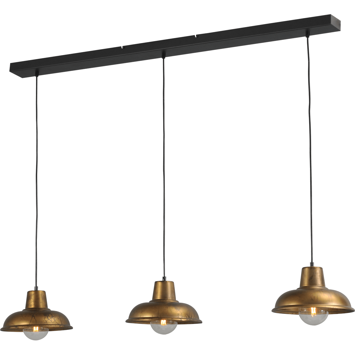 Industriële hanglamp di Panna  antiek messing 3-lichts Ø26cm