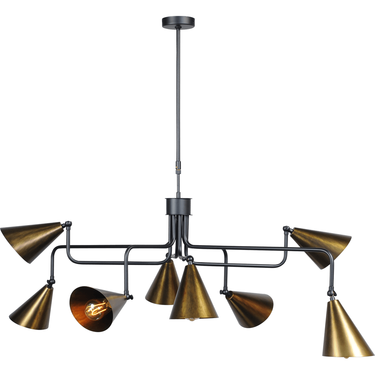 Hanglamp Cup 8-lichts zwart breed 148cm