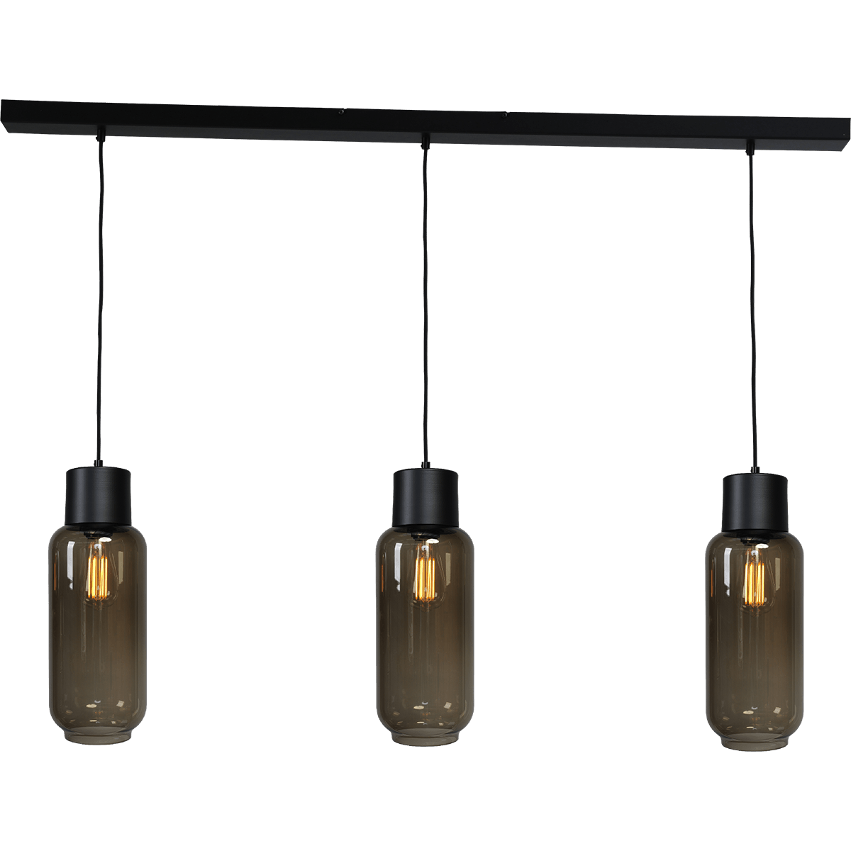 Hanglamp "Lett" zwart 3-lichts beam 130x8