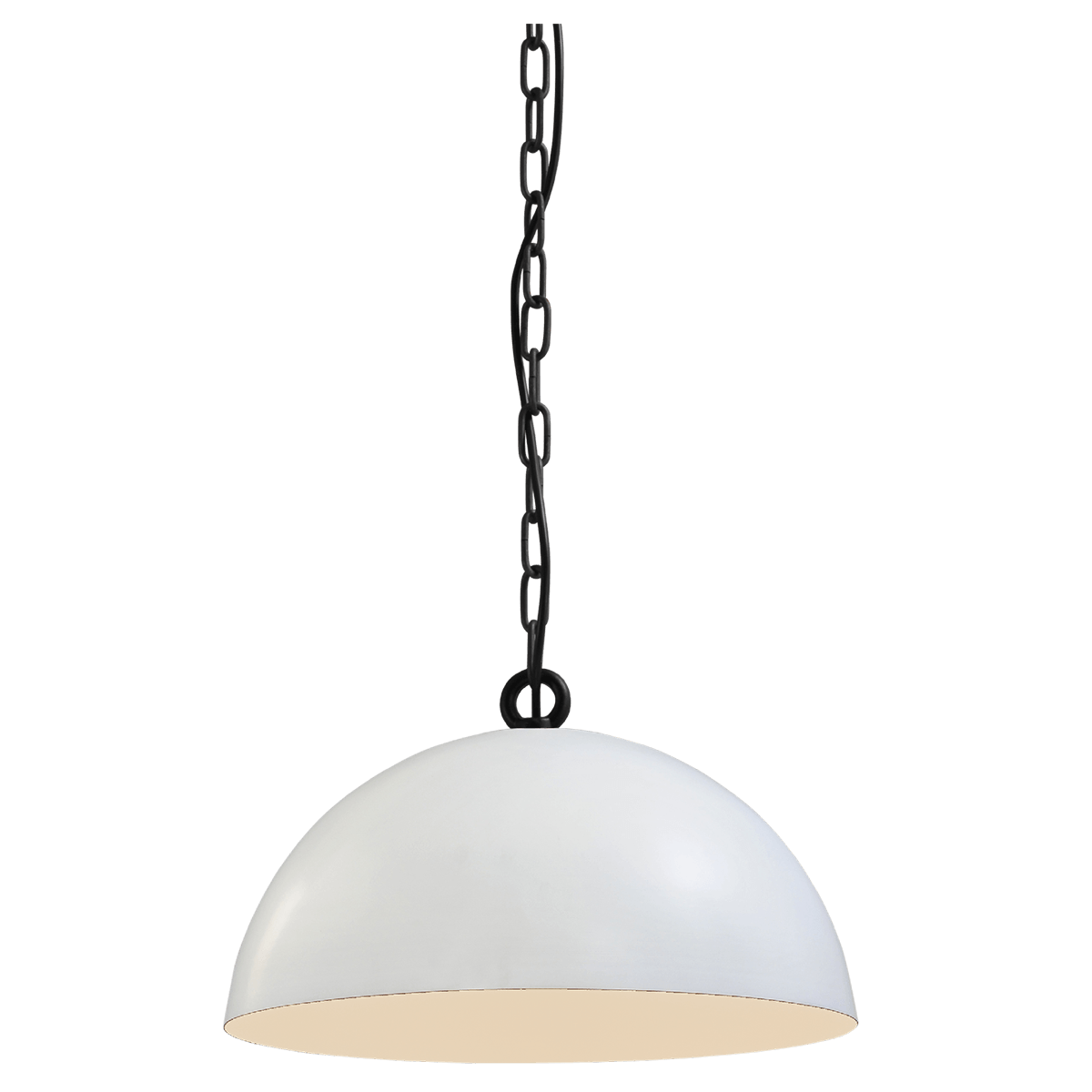Industriële hanglamp Larino Ø40cm wit buitenkant E27