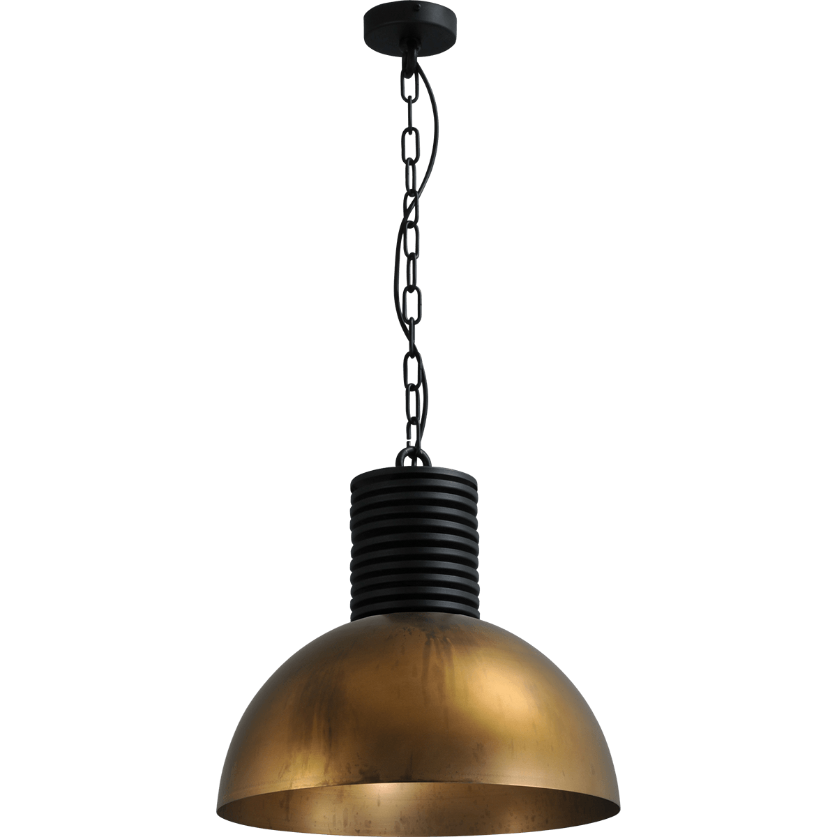 Industriële hanglamp Larino Ø40cm antiek messing buitenkant