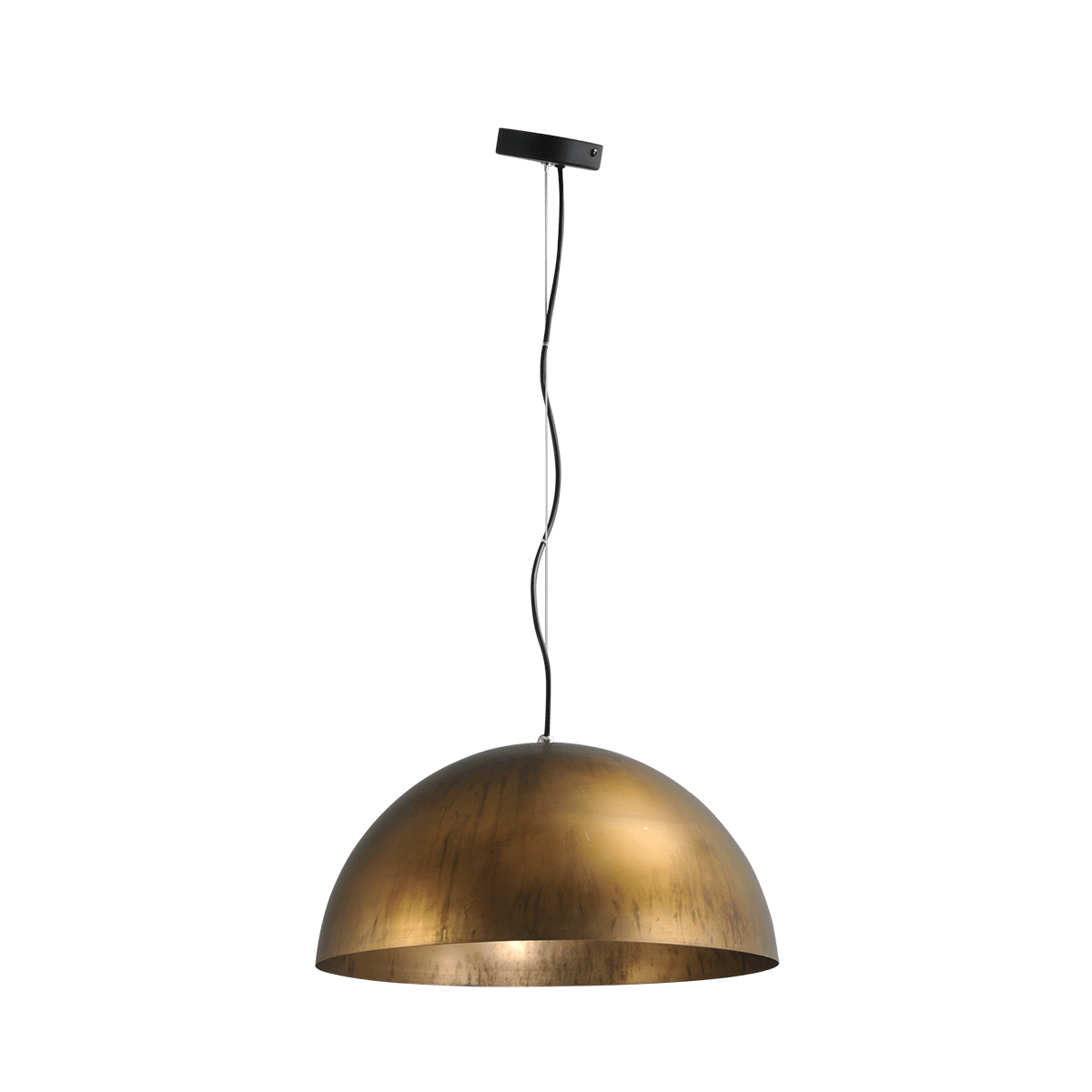 Industriële hanglamp Larino Ø30cm oud messing buitenkant