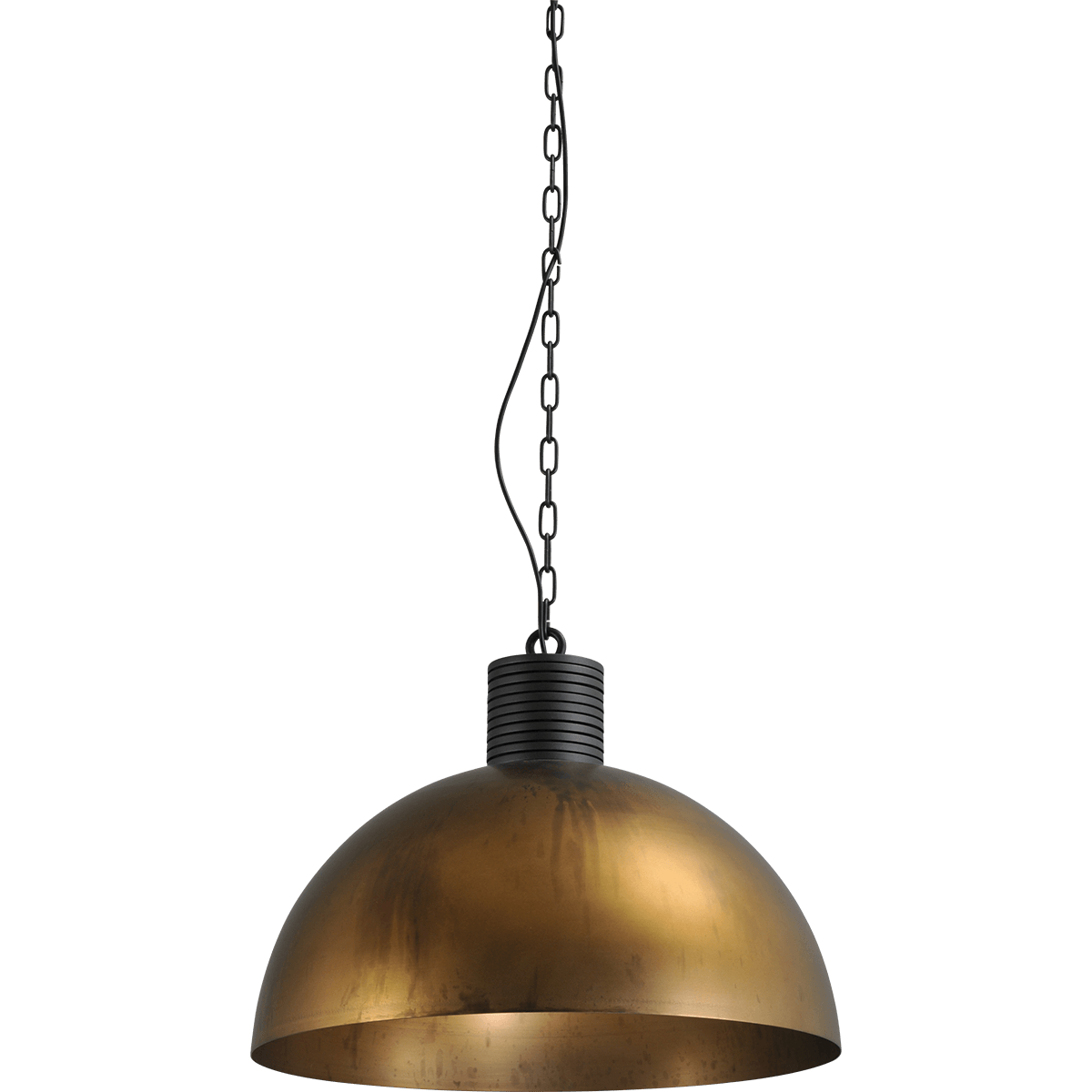 Industriële hanglamp Larino Ø60cm antiek messing buitenkant