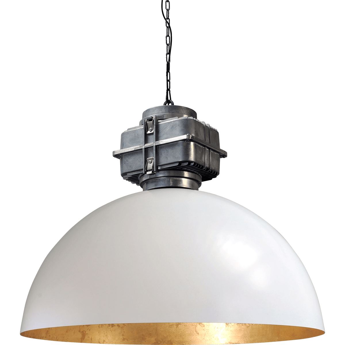 Industriële hanglamp Larino Ø80cm wit buitenkant