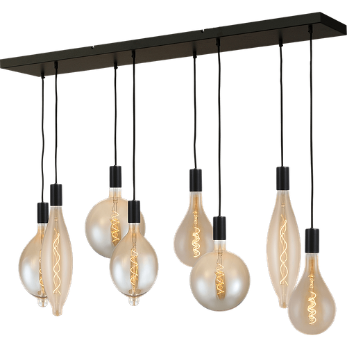 Hanglamp Tessi 8-lichts mat zwart 130x25cm