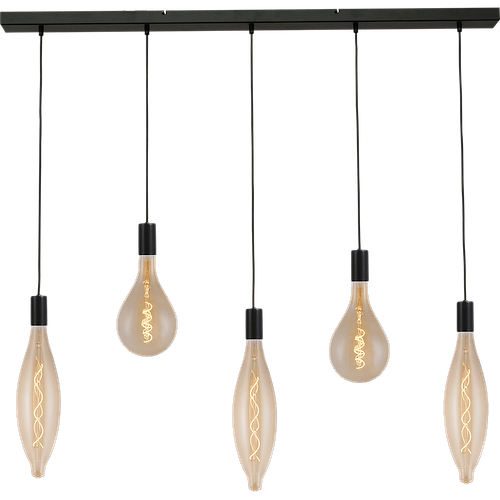 Hanglamp Tessi 5-lichts mat zwart 130x8cm