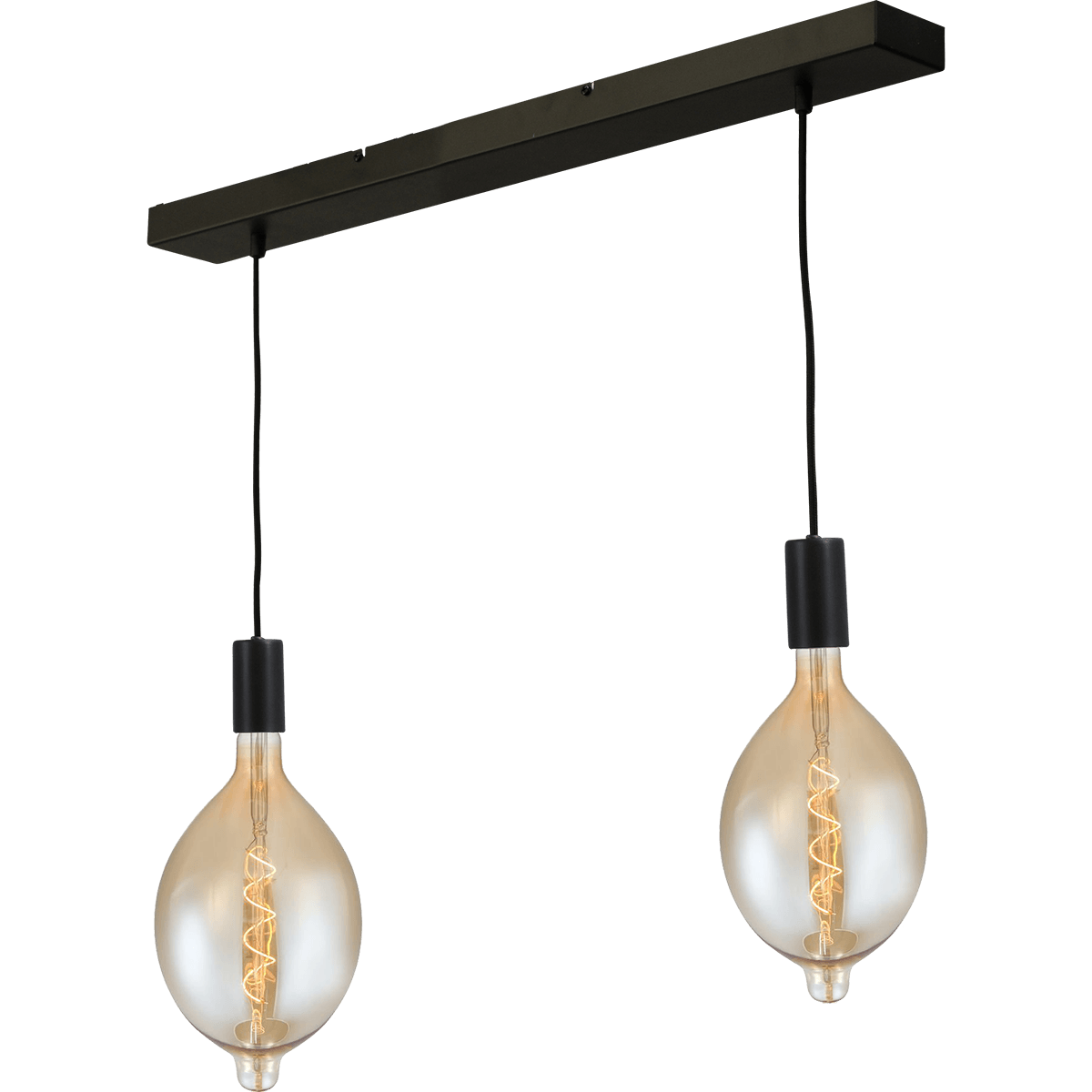 Hanglamp Tessi 2-lichts mat zwart 70x9cm