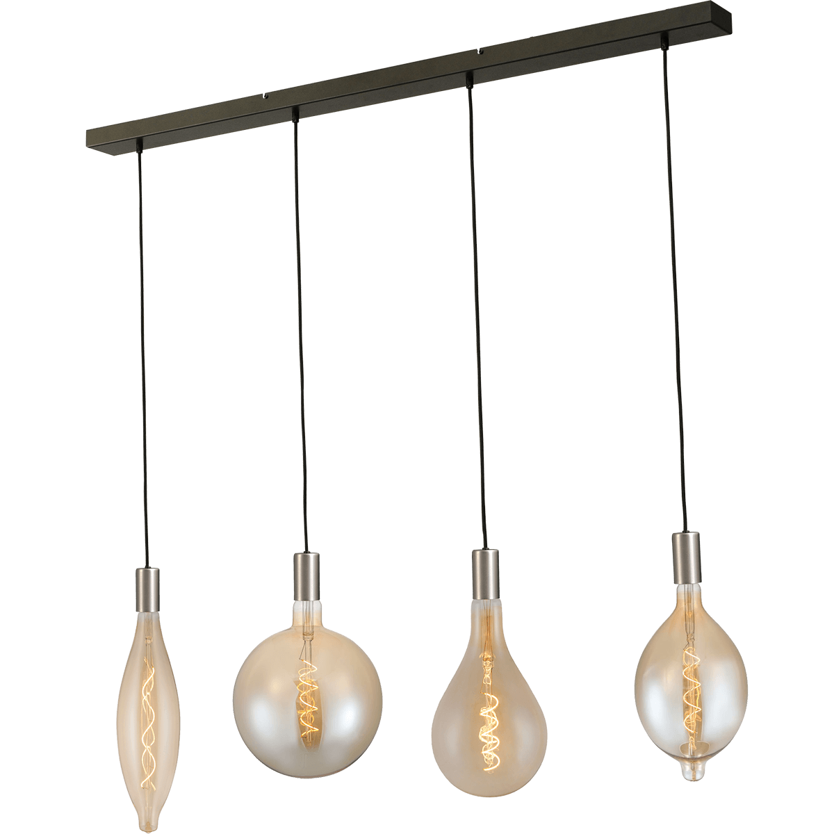 Hanglamp Tessi 4-lichts mat nikkel 130x8cm