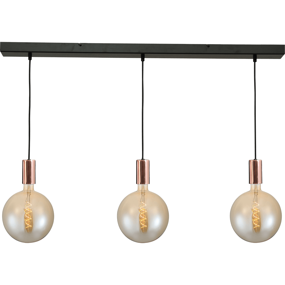 Hanglamp Tessi 3-lichts glimmend koper 100x8cm