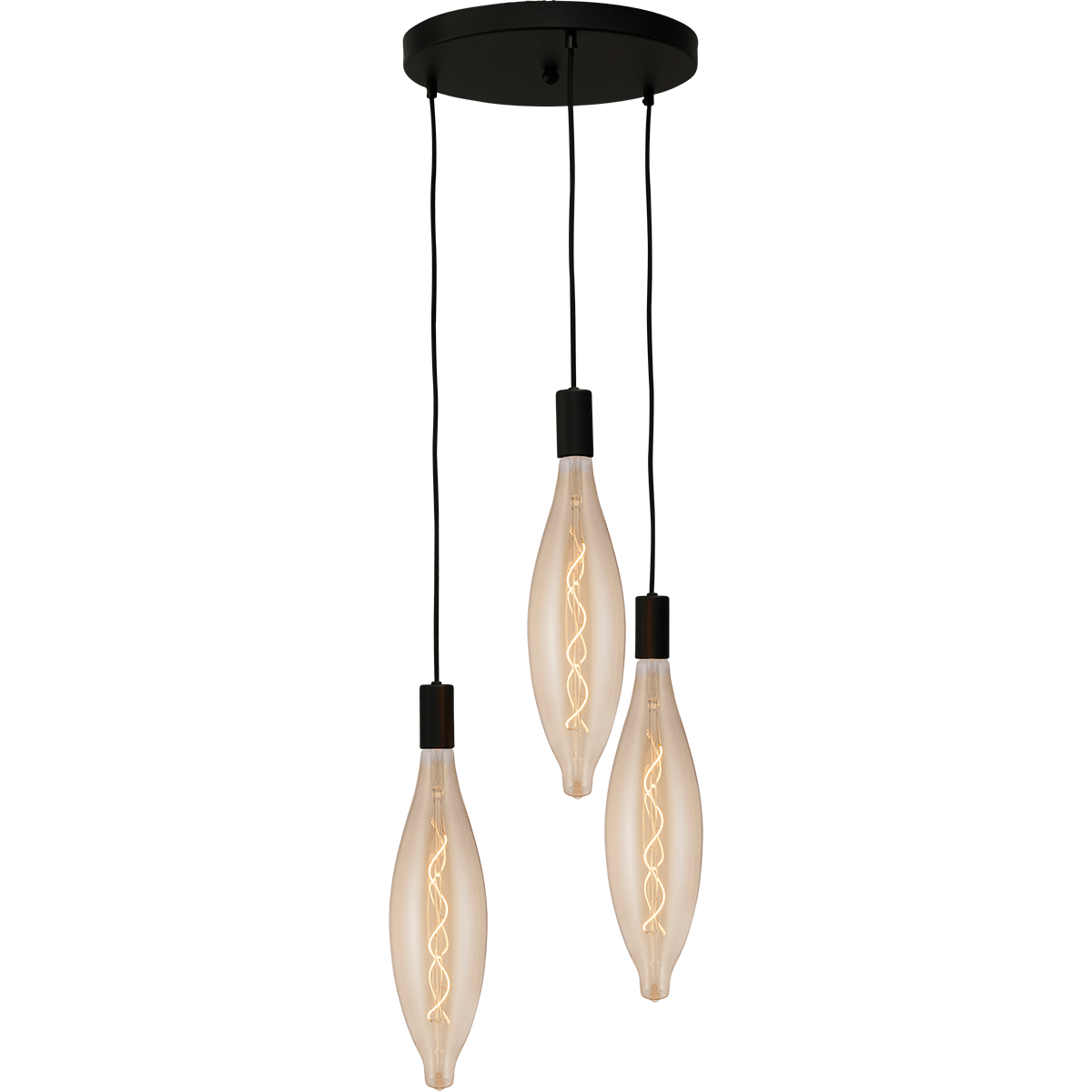 Hanglamp Tessi 3-lichts mat zwart Ø35cm