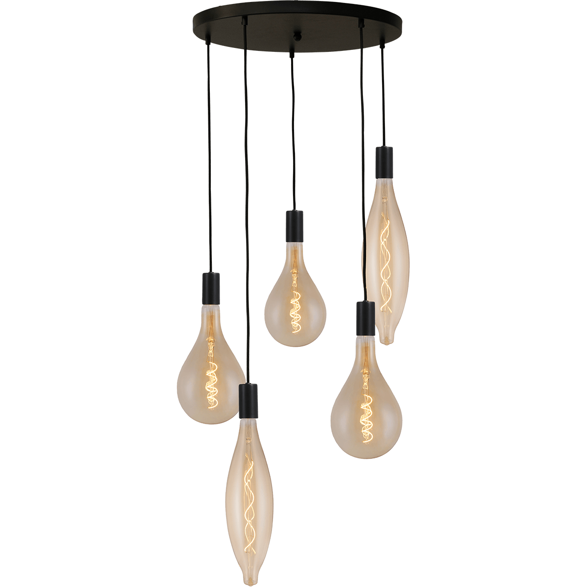 Hanglamp Tessi 5-lichts mat zwart Ø50cm E27